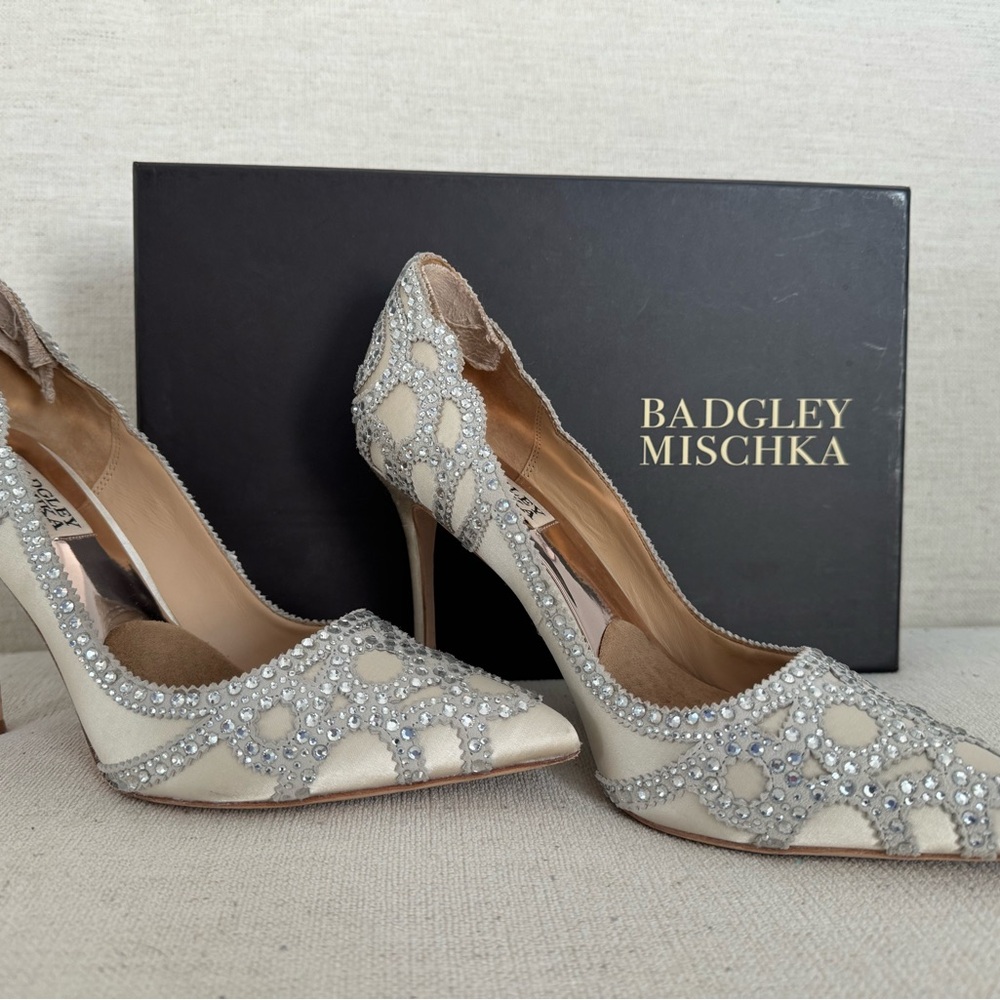 White satin and sparkle heels!